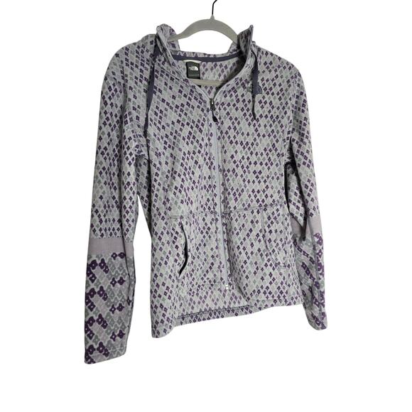 The North Face Tops - The North Face Womens Medium Grey Purple Fleece Hoodie Zip Jacket Layering Coat